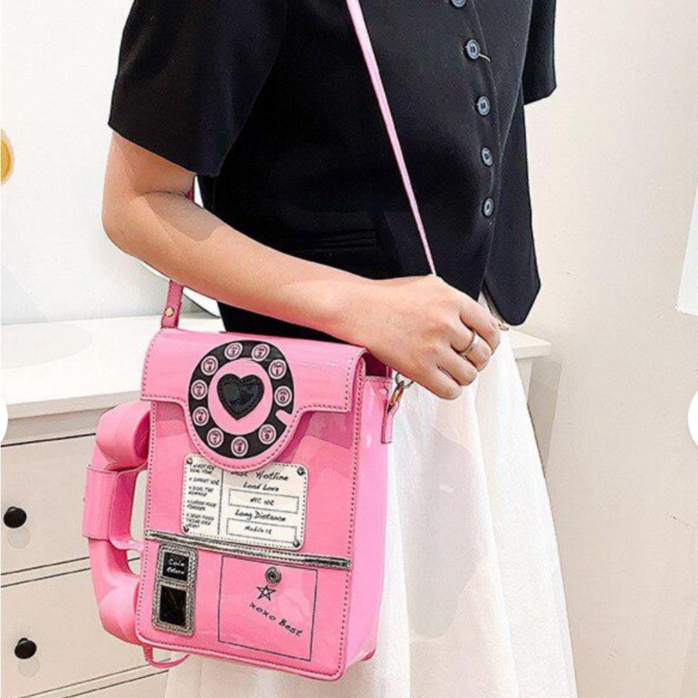 Vegan Leather Phone Novelty Crossbody Messenger Bag  Geometric Zipper Closure